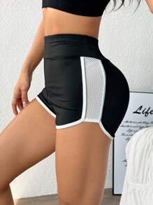 Slayoga Women's Sports Workout Running Shorts With Color Block And Ruched Design Biker Shorts