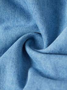 SHEIN MOD 女式荷叶边露背交叉牛仔连身裤，女士夏季服装，女士度假服装，狂欢节服装，春假服装，波西米亚风女装，狂欢服装，飘逸连身裤，春假连身裤，春假连衣裙 - 淺色水洗藍 - 查看 5