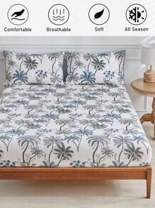 Bộ 2/3 ga trải giường và vỏ gối in hình cây dừa bằng polyester, Bộ ga trải giường phong cách nhiệt đới thời trang cá nhân hóa, Phù hợp cho mọi mùa (1 ga trải giường + 1/2 vỏ gối) - Nhiều màu - Xem 2