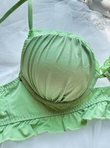 Esselle 女士纯色褶皱高腰无钢圈文胸 - 綠色 - 查看 5