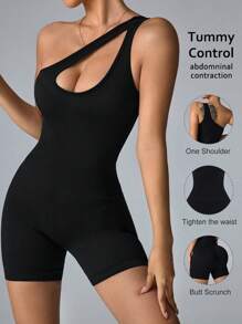 Slayform Bộ đồ liền thân thể thao hở vai gợi cảm cho nữ, tập yoga và thể dục - màu đen - Xem 1