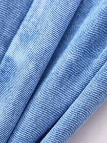 SHEIN 2 Stück/Set 2025 Neue Baby Mädchen Blaue Denim Volantärmel Oberteil und Shorts Set