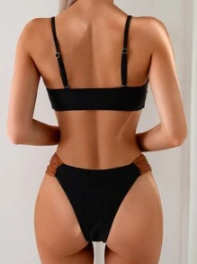 Sexy contrasterende gekleurde gedraaide bandeau bikiniset voor dames, zomer