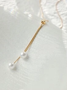 1 pezzo Collana lunga regolabile con decorazione di perle finte, collana alla clavicola minimalista di