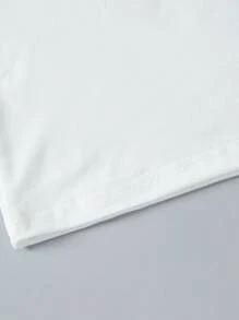 SHEIN Explorewe 1 件青少年男孩白色休闲 T 恤，宽松舒适