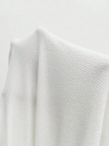 Elenzga Women's Bow Rhinestone Embellished Waist Ruffled Textured Fabric Splice Waist White Tank Top - White - View 7