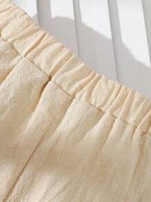 2 Stücke/Set Baby Mädchen Frühling & Sommer Urlaubsstil Volant Dekor ärmelloses Top & Blumen Stickerei Dekor Hose