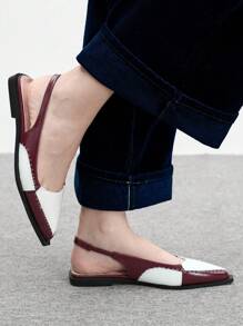 CUCCOO BIZCHIC Women's Pointed Toe Casual Slingback Buckle Strap Flat Shoes - Multicolor - View 2