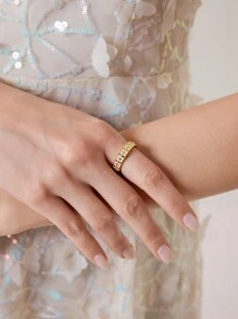 MOTF PREMIUM Anillo abierto texturizado enchapado en oro de 18K