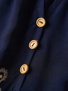 EMERY ROSE 大码休闲简约风衬衫，适合日常穿着，春季女士度假皆宜 - 藏蓝色 - 查看 4