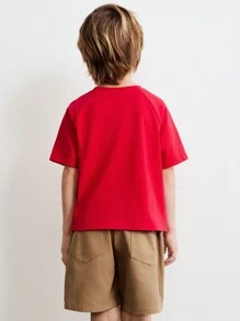SHEIN Cartoon Print Short Sleeve T-Shirt And Shorts 2 Pieces Casual Outfit For Young Boy - Multicolor - View 2