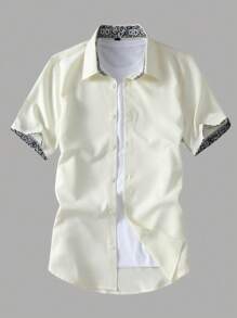 Manfinity Mode 男士花卉印花短袖单排扣休闲衬衫