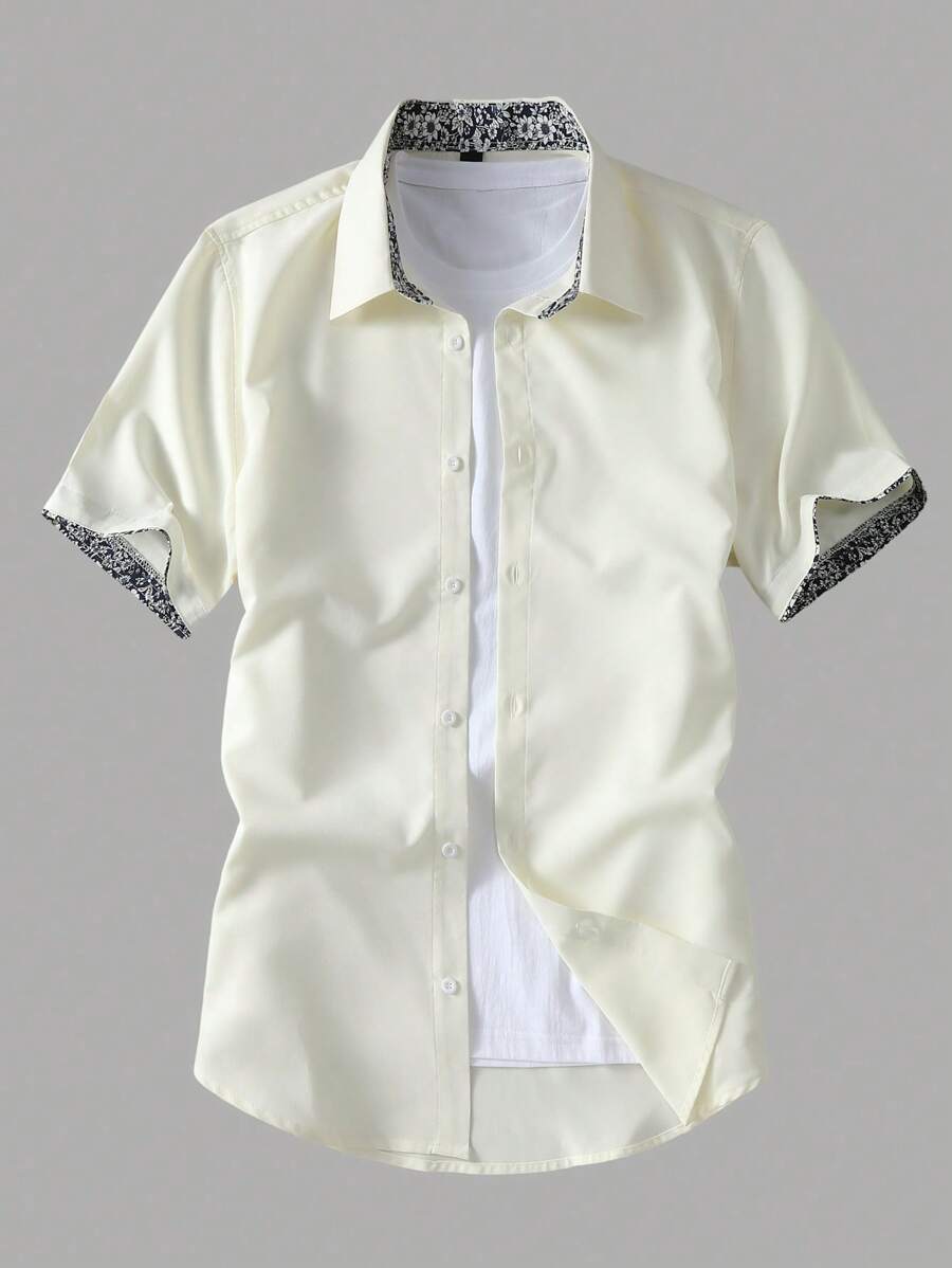 Manfinity Mode 男士花卉印花短袖单排扣休闲衬衫