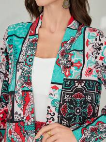 Al Najma 2pcs Set Women Holiday Casual Full Print Jacket And Pants - Red - View 4