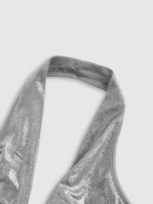 SHEIN MOD Women's Elegant Romantic Ruffled Collar Blouse, Silver Color - Suitable For Parties & Galas Party Women Dresses Camisole Top