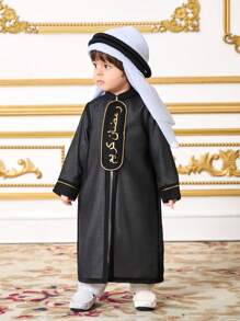 SHEIN Leap Crew 2pcs/Set Baby Boy Casual Daily White Robe + Black Robe Outfit, Suitable For Spring & Summer - Black and White - View 5