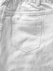 帅气男孩破洞个性印花街头休闲通勤百搭搞怪风黑牛牛仔裤 - 白色 - 查看 5