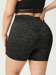 SHEIN EZwear 大码纯色基本款休闲紧身裤，日常穿着 - 黑與白 - 查看 1
