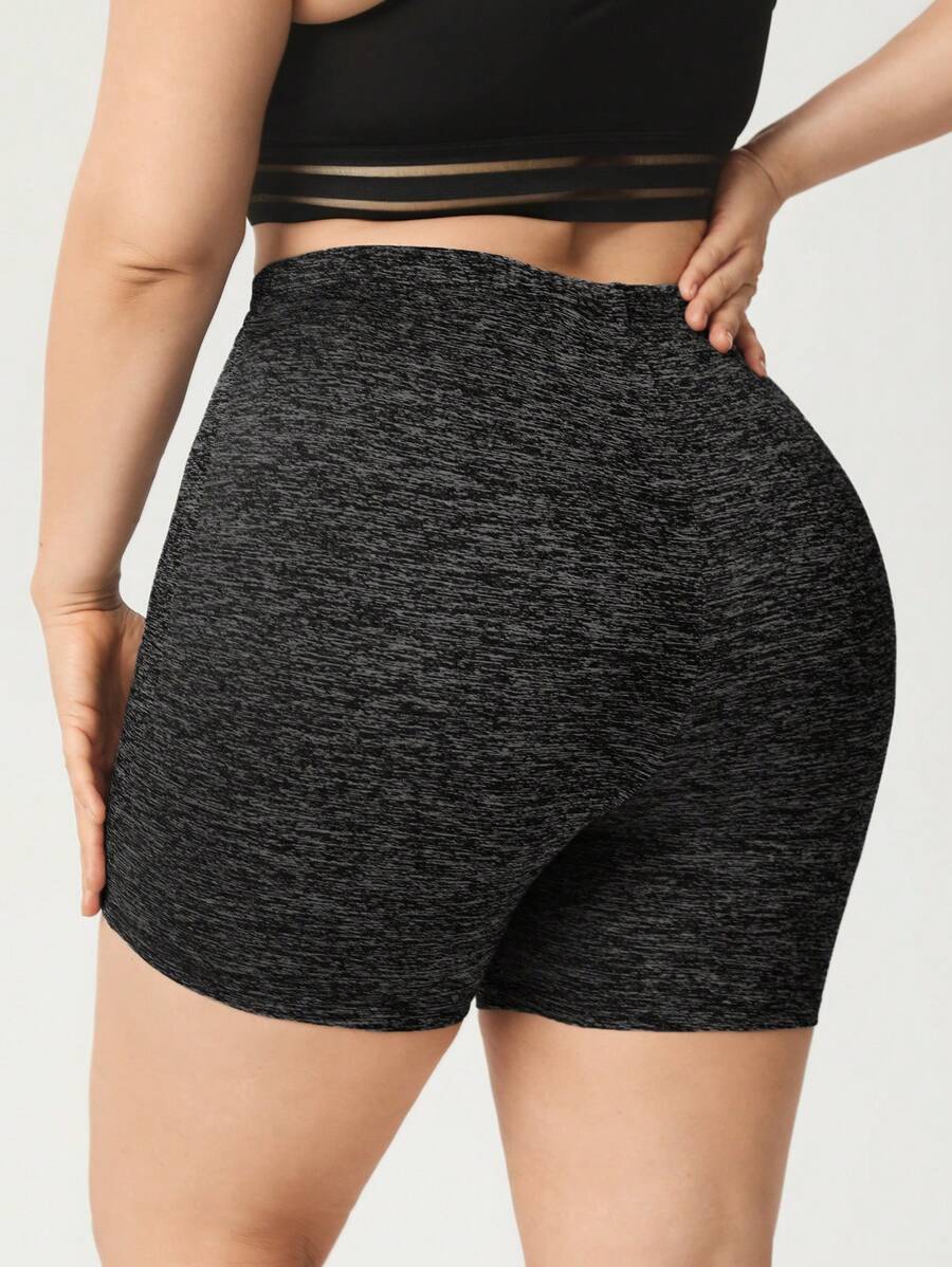 SHEIN EZwear 大码纯色基本款休闲紧身裤,日常穿着 - 黑與白 - 查看 1