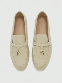 CUCCOO BIZCHIC Women's Solid Color Simple Casual Fashion Slip-On Shoes, For Daily Wear Spring Shoes Spring Break Easter - Beige - View 1