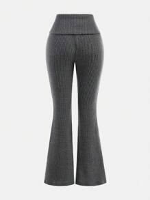 Girlism Conjunto de 2 piezas de top corto de manga corta sin hombros tejido con pantalones de cintura alta acampanados en tela pura para niña preadolescente, casual y elegante para uso diario, apto para primavera y verano, conjuntos de moda casual para niñas en la calle, vuelta al colegio, estilo campus
