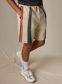 Manfinity VCAY Men's Knitted Casual Daily Fashion Loose Waist Elastic Waistband Shorts - Multicolor - View 2