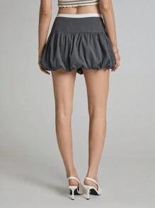 Easelle Grey Woven Skirts For Women With Bow & Floral Print, Bow Decor - Grey - View 3