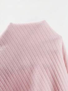 SHEIN Essnce Rib-knit Bodycon Dress - Dusty Pink - View 6