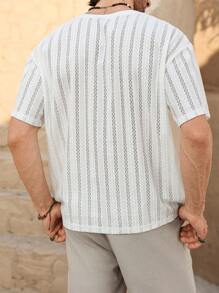 Genlund Men's Solid Color Button-Up V-Neck Short Sleeve Casual T-Shirt - White - View 2