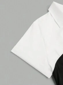 Sunspun Plus Size Elegant Holiday Party Sweet Sexy Black & White Patchwork Long Sleeve A-Line Dress, Birthday Party, Wedding Guest, Cocktail, Formal Occasion