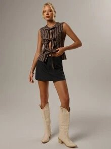 Forever 21 Jupe féérique pour le bureau et les déplacements, à col en V profond, sans manches et dos nu, nouveau style estival pour femmes - Noir - Voir 5