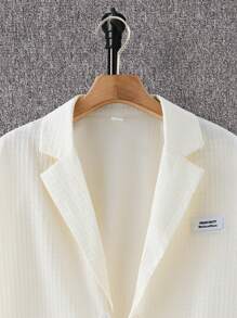 SHEIN Leap Crew Teen Boys Gentleman Suit, Casual, Collegiate, Comfortable, Fashionable, Versatile, Suitable For Daily Wear, School, Outdoor Activities, Sports, Valentine's Day Party, Beach Holiday - Beige - View 10