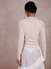 COSMINA Women's Spring/Summer Elegant Basic Cream Lace Cardigan