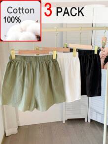 Comfortcana 3-teiliges Lässig-Shorts Set in Große Größen, mehrfarbig, einfach und modisch für den täglichen Gebrauch