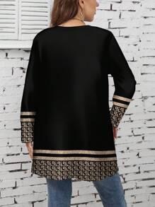 SHEIN LUNE 大码女式休闲简约几何印花薄夹克 - 彩色 - 查看 2