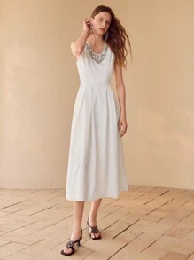 MOTF PREMIUM RHINESTONE DECOR SLEEVELESS DRESS - White - View 6