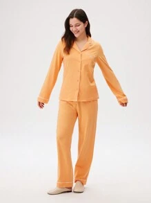 LUVLETTE Autumn And Winter Soft 100% Pure Cotton Basic Long Pajama Sets For Women Lounge Sets For Women Pants With Pockets Fall Pajamas