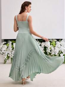 MOTF PREMIUM 不对称褶饰下摆连衣裙 - 綠色 - 查看 3