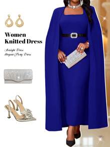 Fleurora Autumn And Winter Elegant Party Wedding Red Knitted Sweetheart Straight Cloak Sleeve Long Plus Size Dresses