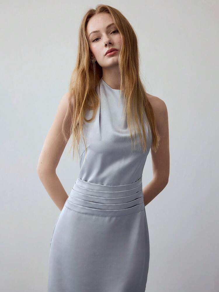 MOTF STUDIO FOLD PLEATED BACKLESS DRESS
