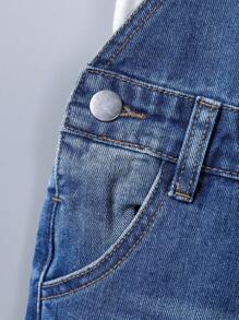 Young Boy's New Fashion Distressed Red & Black Plaid Embroidered Patch Pocket Denim Long Pants