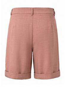 Manfinity Homme Men's Casual Solid Color Suit Shorts, Pink Spring - Dusty Pink - View 2
