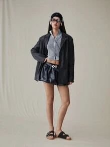 Solecia Sandalias planas negras casuales con hebilla cuadrada de metal, ideales para vacaciones - Negro - Ver 7