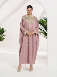 Al Najma Vestido maxi elegante y conservador árabe, abaya turca