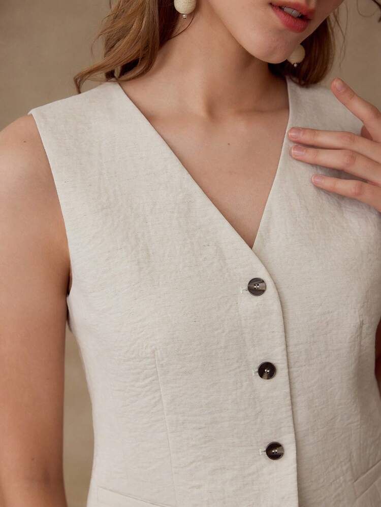 LINEN SINGLE BREASTED TOP