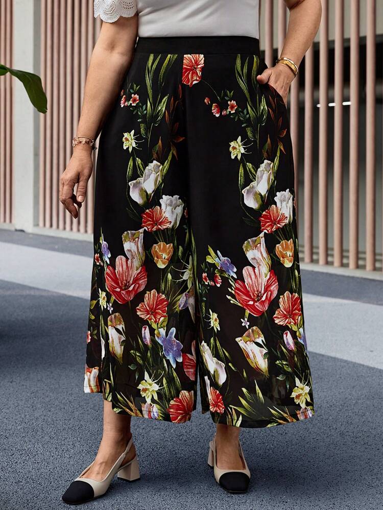Plus Size Old Money Casual Pants, Simple & Fashionable For Everyday Wear Spring For Women Elegant Floral For Summer