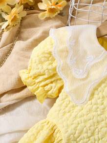 SHEIN Vintaside Kids Young Girl Casual Simple Fashion Short Sleeve Dress, Everyday Wear - Multicolor - View 6