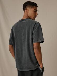 Manfinity VCAY Men's Knit Casual Loose Fit Short Sleeve T-Shirt - Dark Grey - View 2