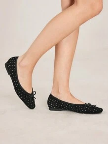 MOTF PREMIUM WOMEN'S COMFORTABLE RIVET ROUND TOE FLAT LOAFERS, FOR VALENTINE'S DAY, SPRING SHOES SPRING BREAK EASTER - Black - View 8