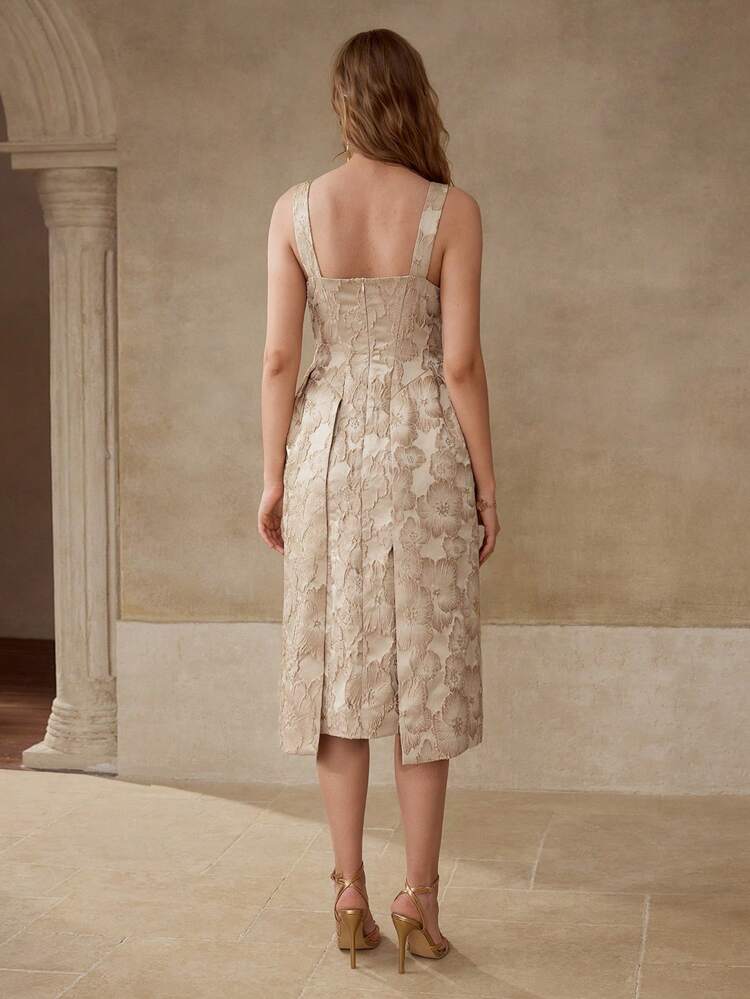 JACQUARD FOLD PLEATED DRESS